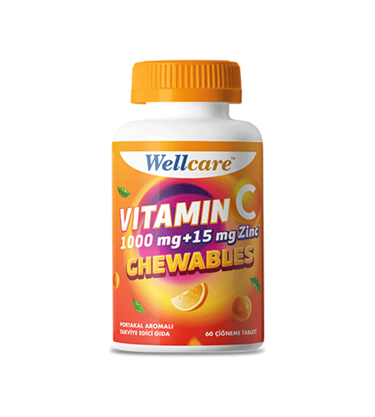 Wellcare Vitamin C 1000 mg + 15 mg Zinc Çiğneme Tableti 60'lı 